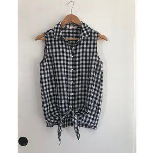 Jane & Delancey Black White Gingham Tie Front Top